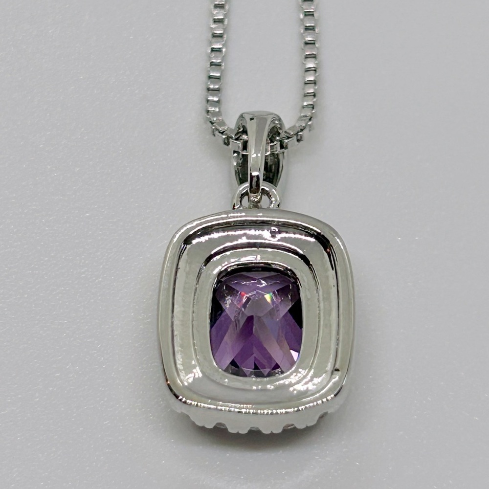 Amethyst CZ Silver Pendant Necklace - Picture 5 of 5